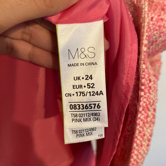 M&S - Pink Tweed Dress - UK 24/US 20 - Picture 3 of 3